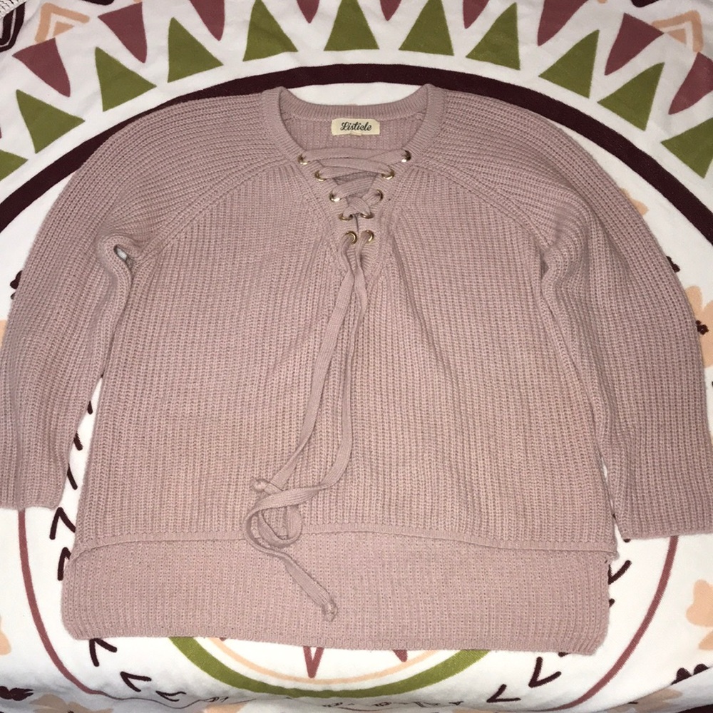 Boutique lace up style sweater
